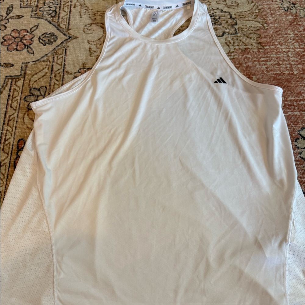 Adidas White Athletic Tank Top High Neck Design NWOT